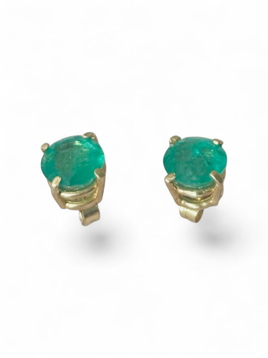 Emerald Stud Earrings, 7mm round Zambian Emeralds