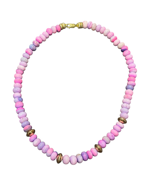 Pink/Lavender Opal Necklace with Gold