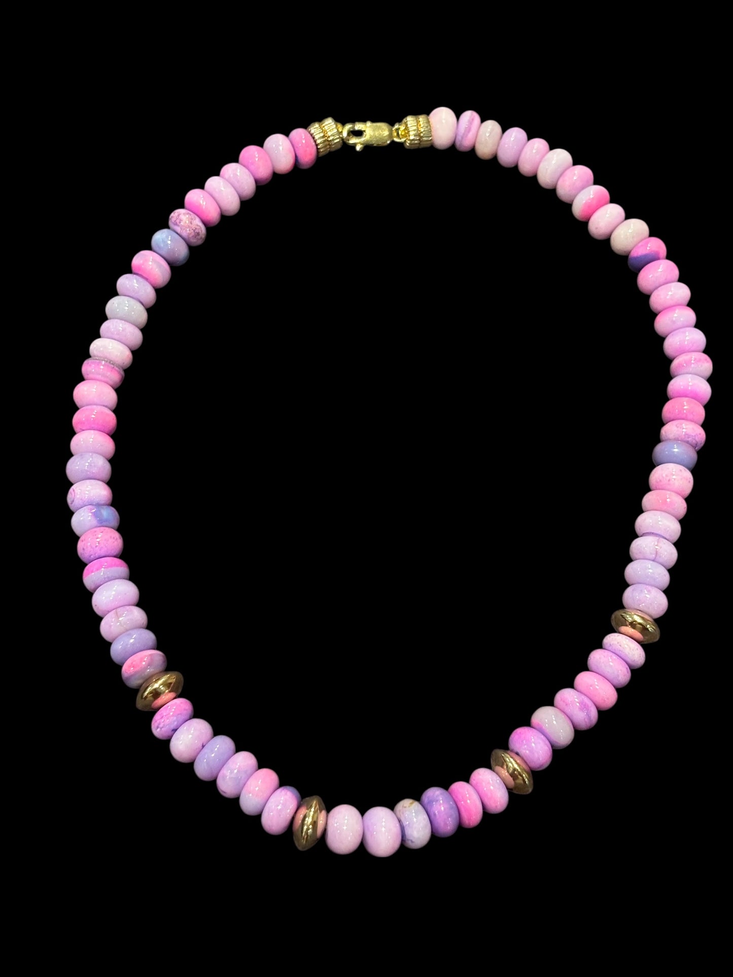 Pink/Lavender Opal Necklace with Gold