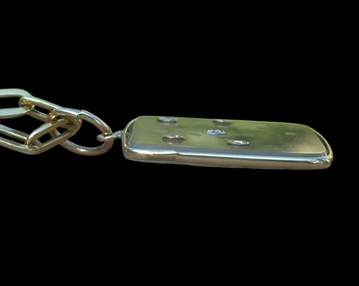 Dendritic Agate Pendant, with Five Diamonds