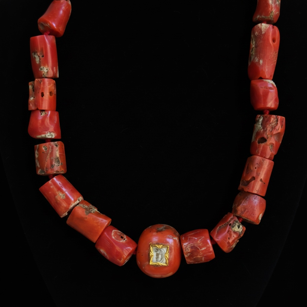 Coral Necklace with Polki Diamond