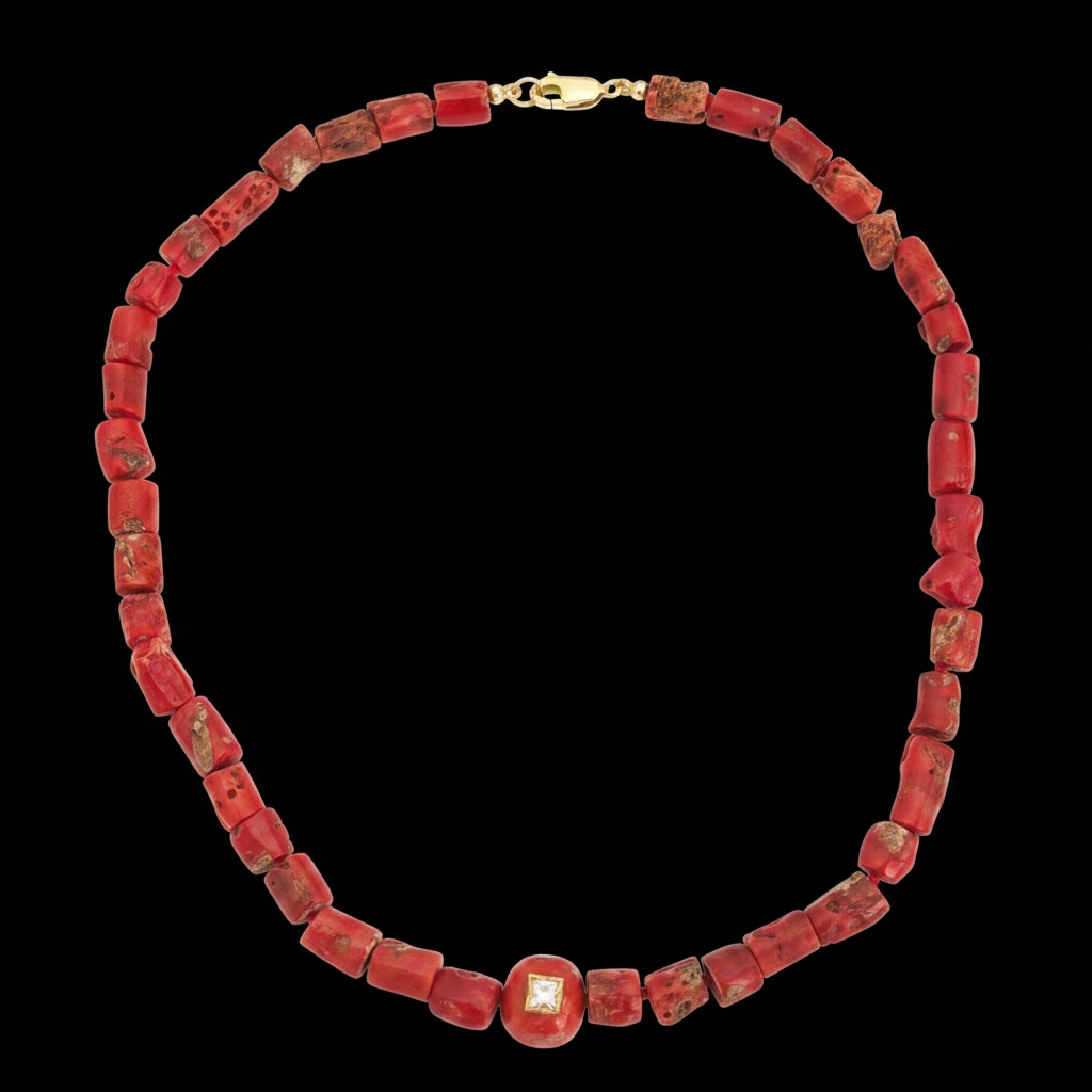 Coral Necklace with Polki Diamond