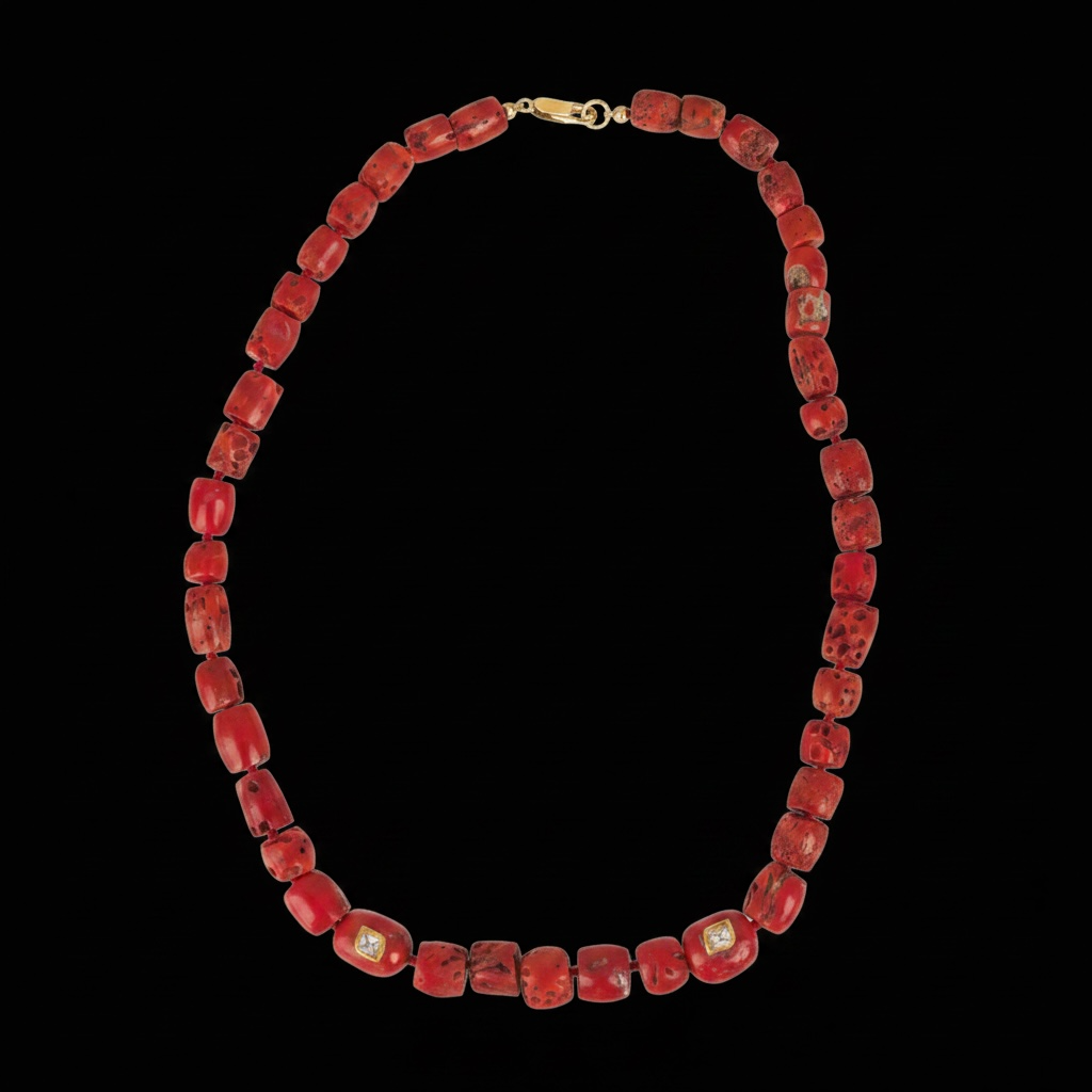 Coral Necklace with Polki Diamonds