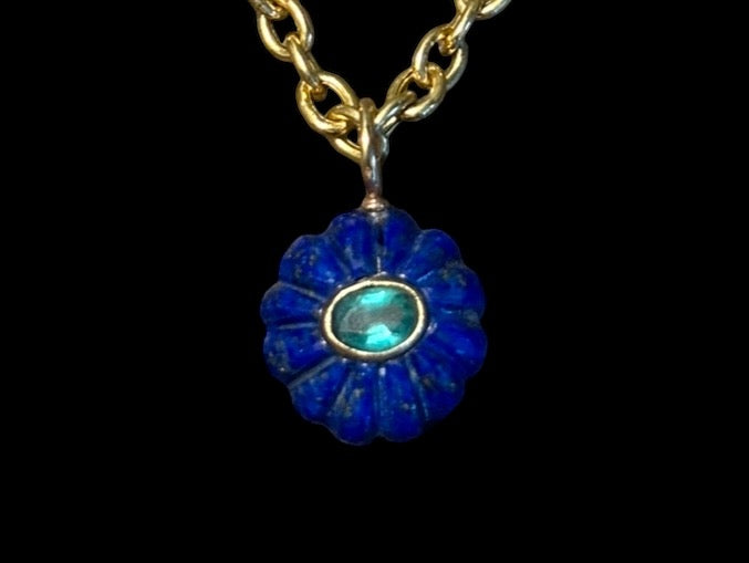 F L O R A Pendant, lapis & emerald