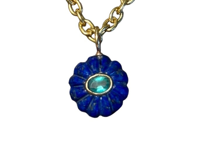 F L O R A Pendant, lapis & emerald