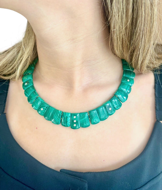 The CLEOPATRA, Malachite and Diamond Collar Necklace