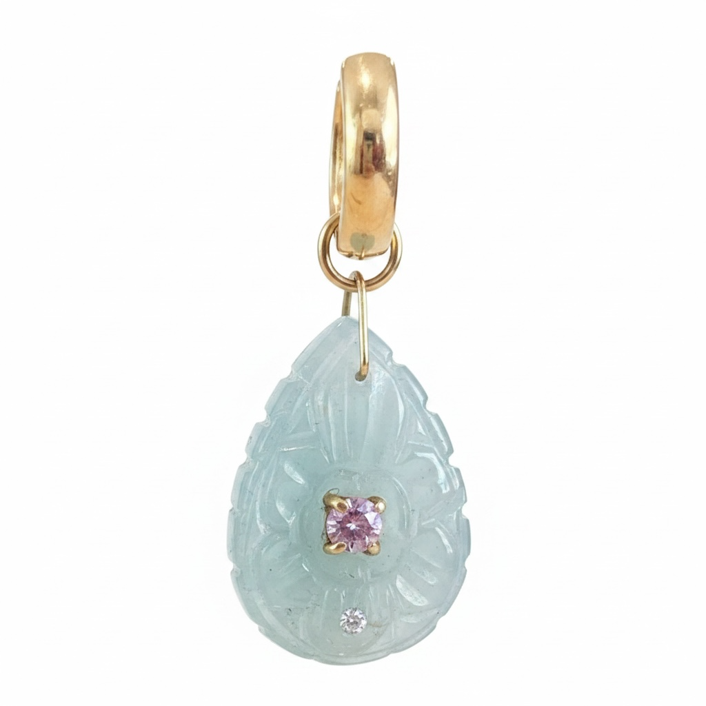 FLORA Petal Earrings, Aquamarine, Pink Sapphire & 14k Gold