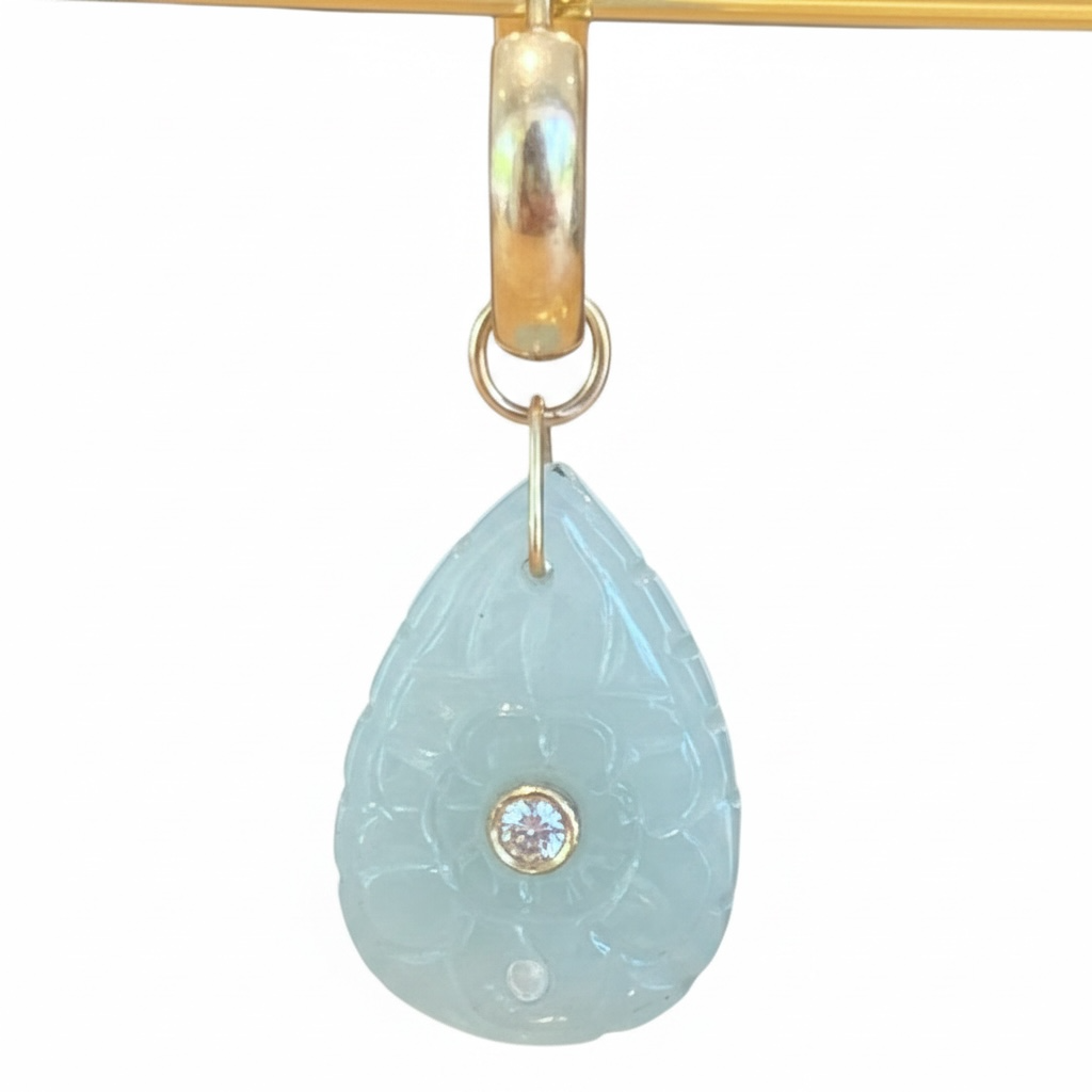 FLORA Petal Earrings, Aquamarine, Pink Sapphire & 14k Gold