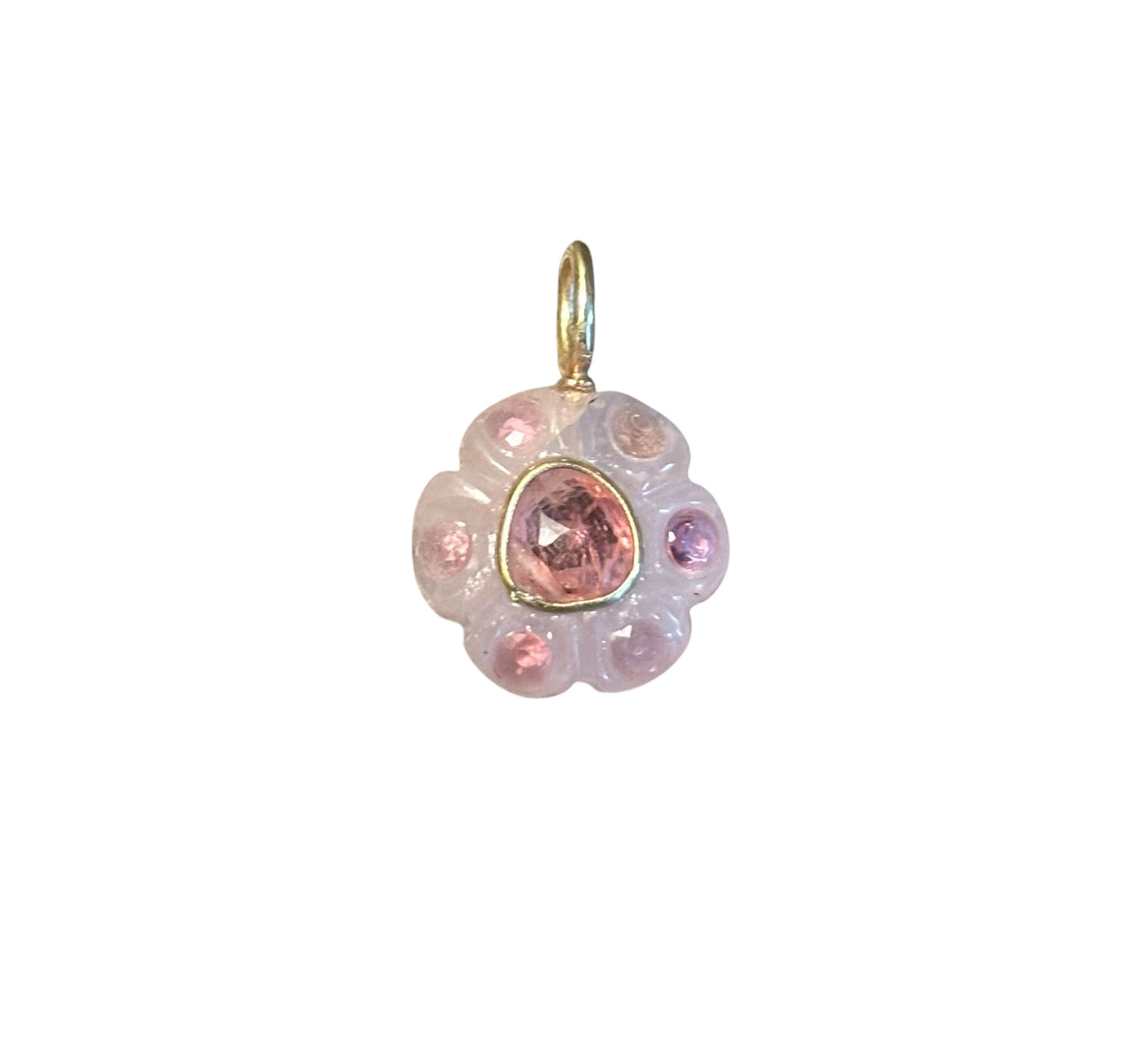 FLORA Pendant, rose quartz & pink tourmalines