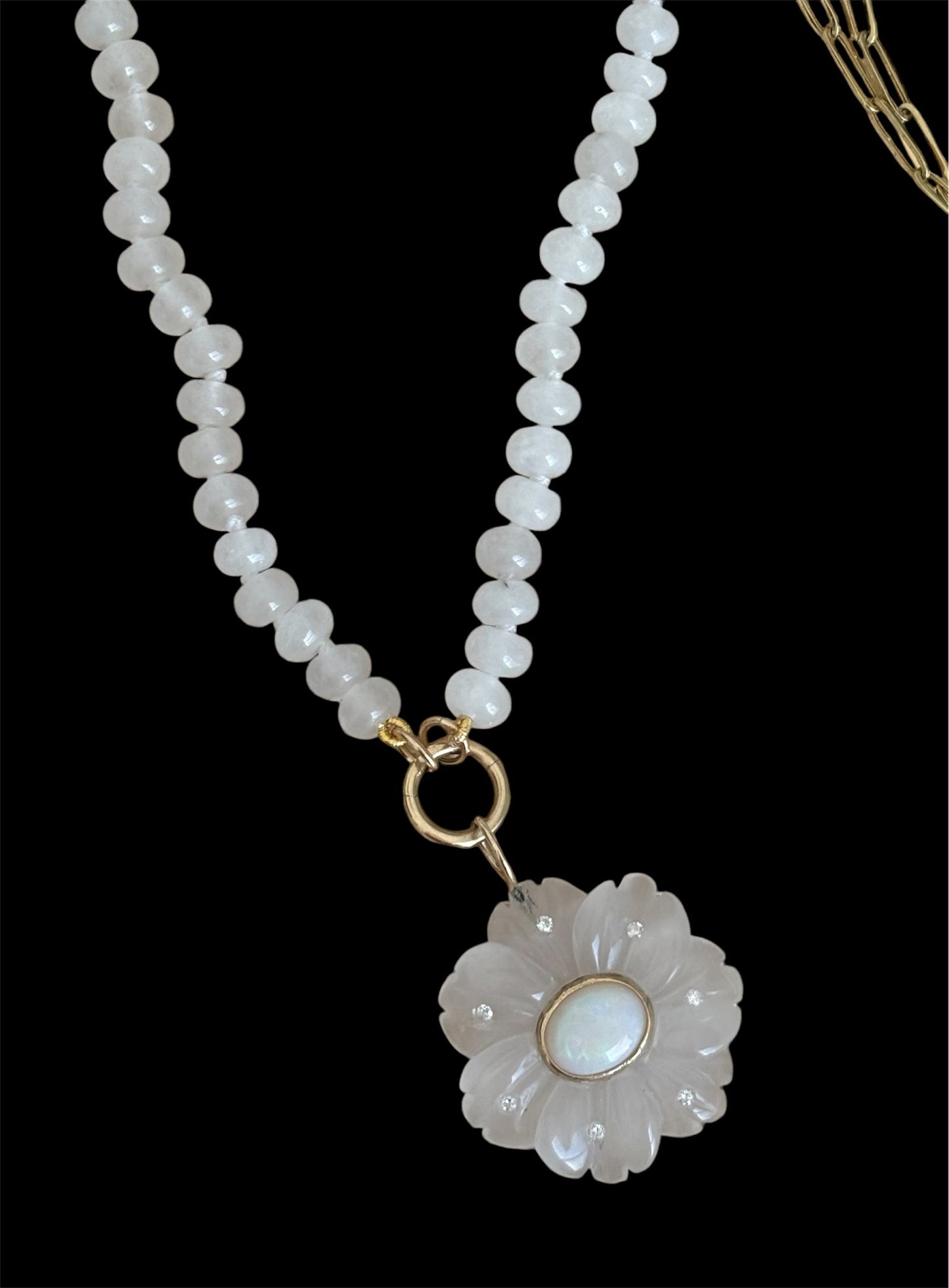 FLORA necklace // white jade, opal and diamonds