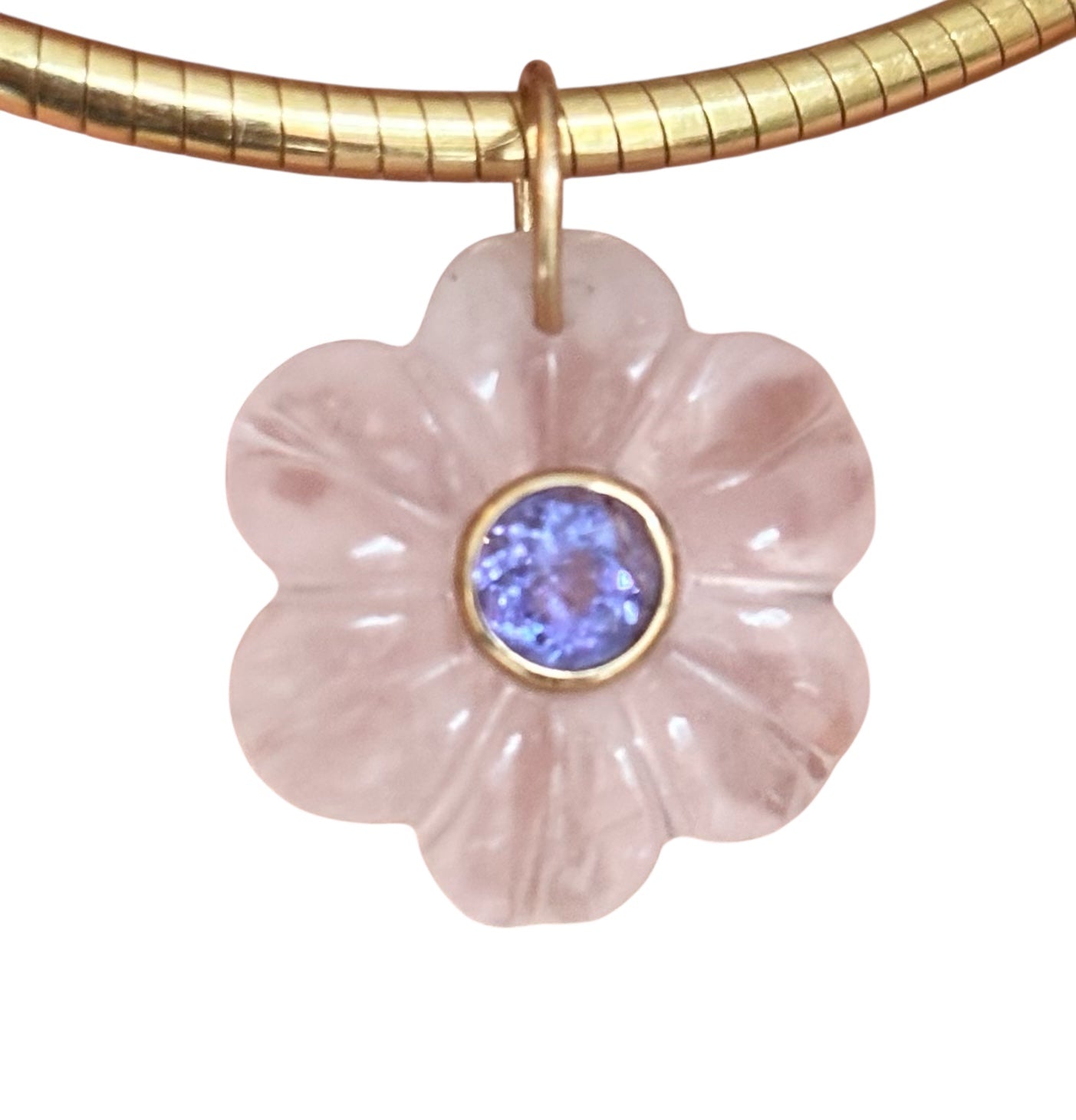 FLORA Pendant, Rose Quartz with Tanzanite