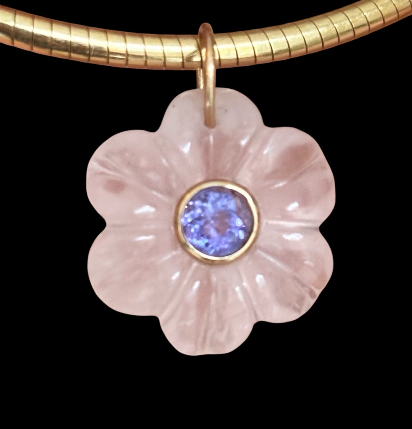 FLORA Pendant, Rose Quartz with Tanzanite