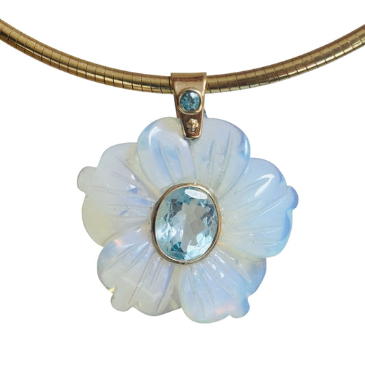 FLORA Pendant, Opalite with Sky Blue Topaz
