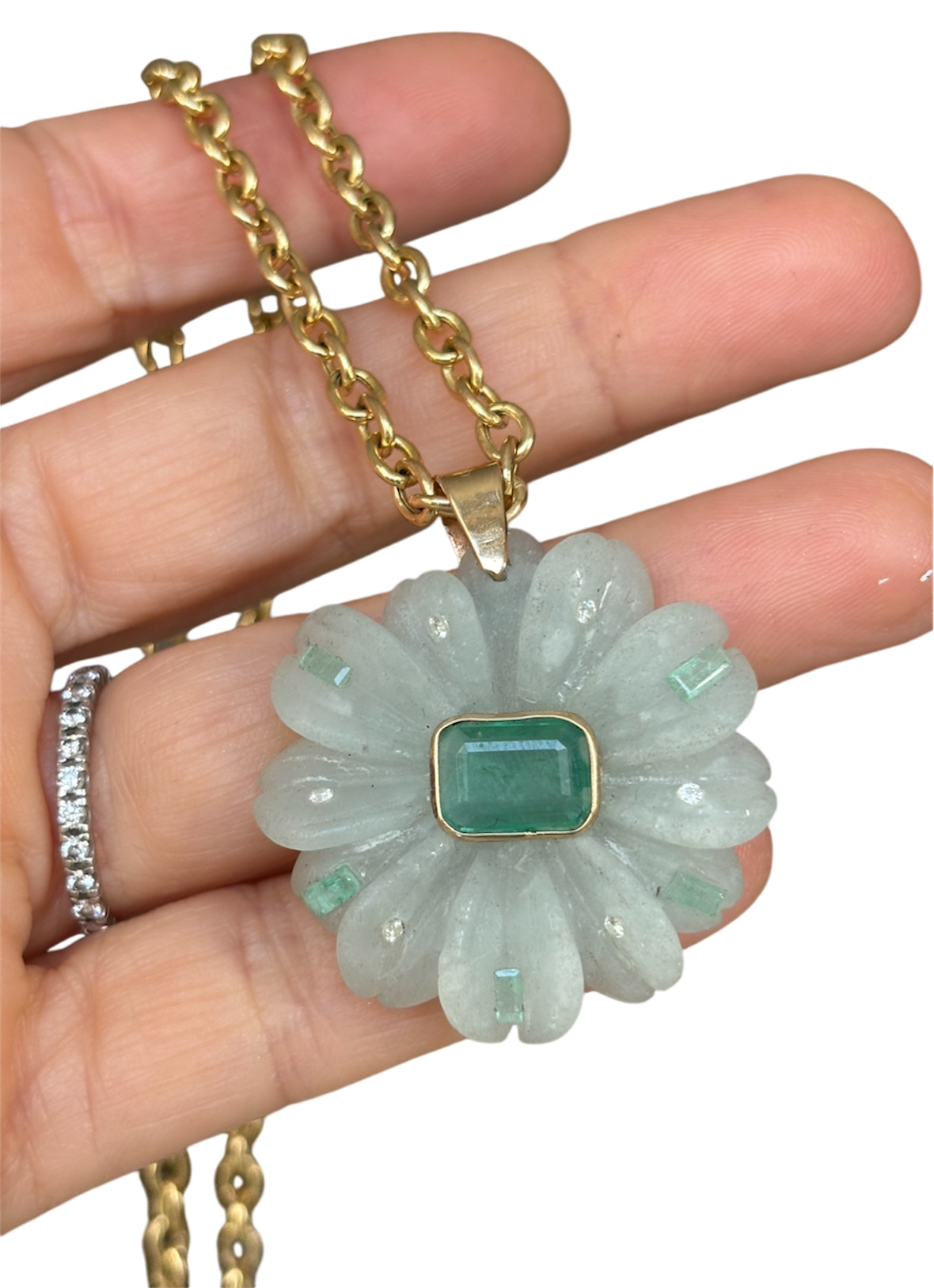 FLORA Pendant / / Amazonite, emeralds & diamonds