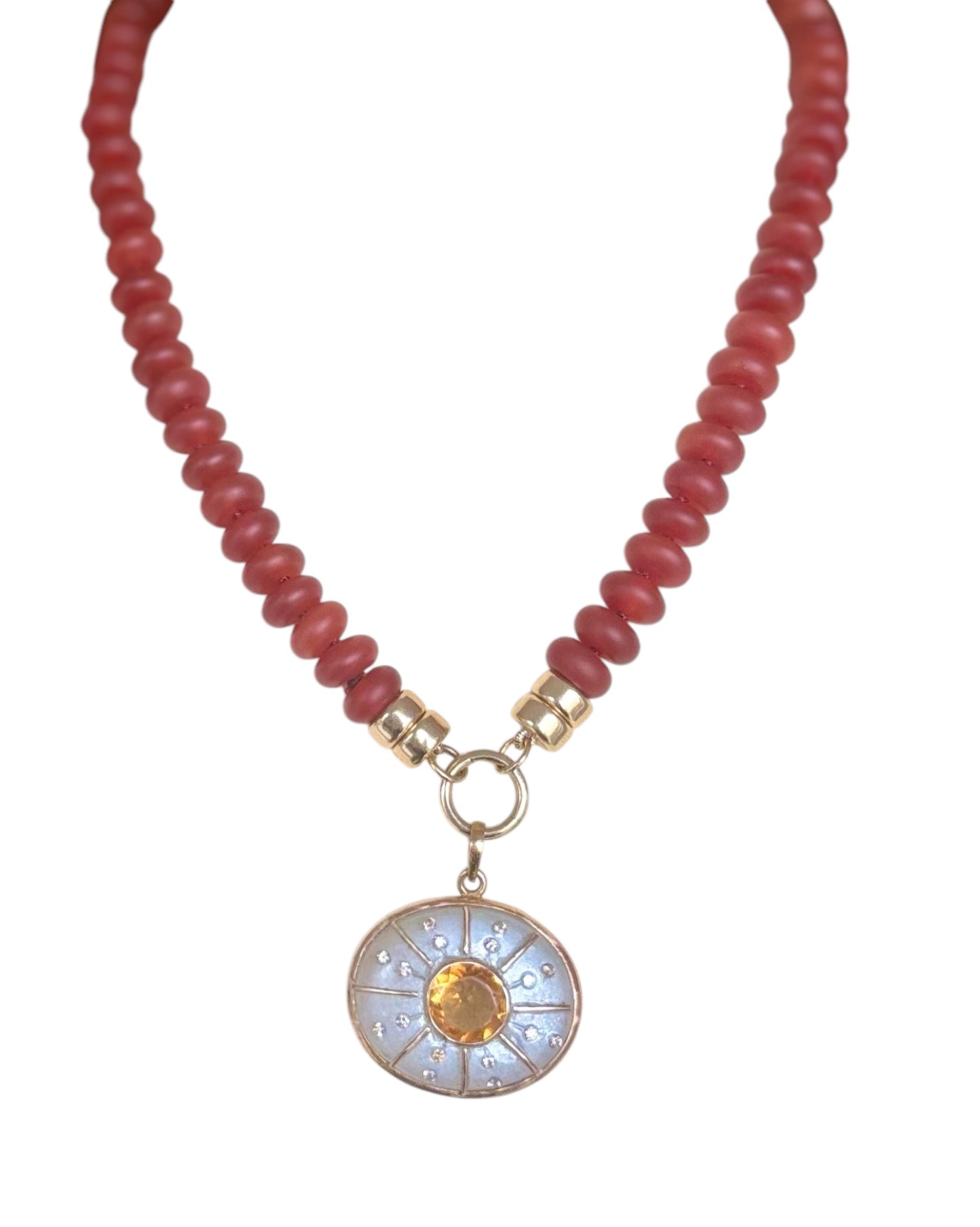 CARNELIAN and 14k Gold Necklace with charm enhancer
