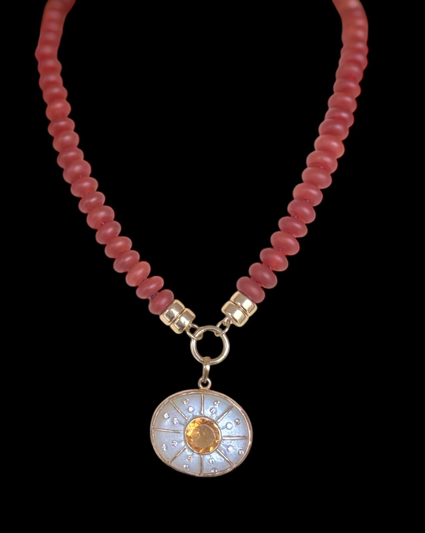 CARNELIAN and 14k Gold Necklace with charm enhancer