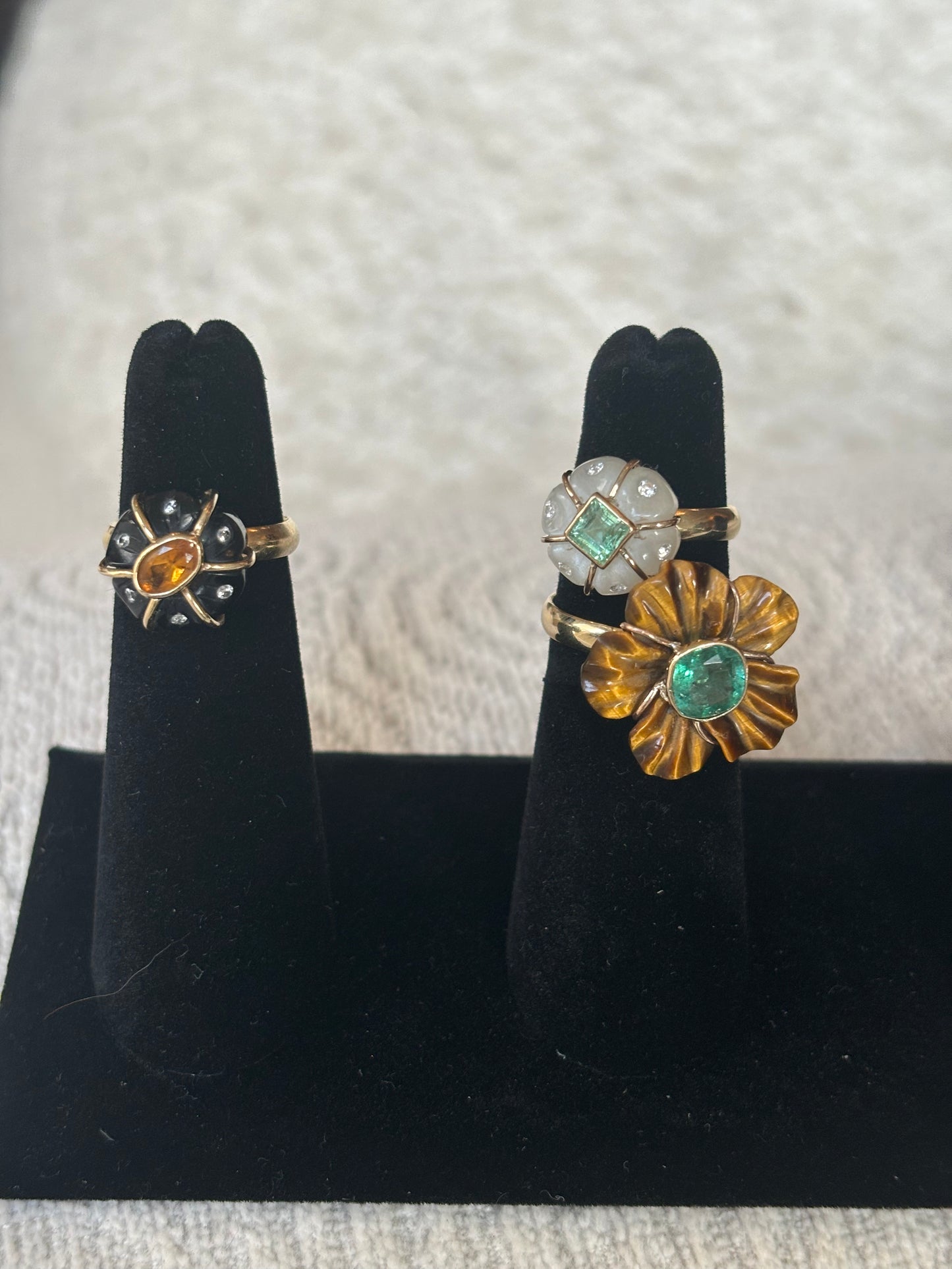 FLORA Ring, Tiger’s Eye & Emerald