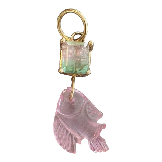 Watermelon Tourmaline Fish Pendant