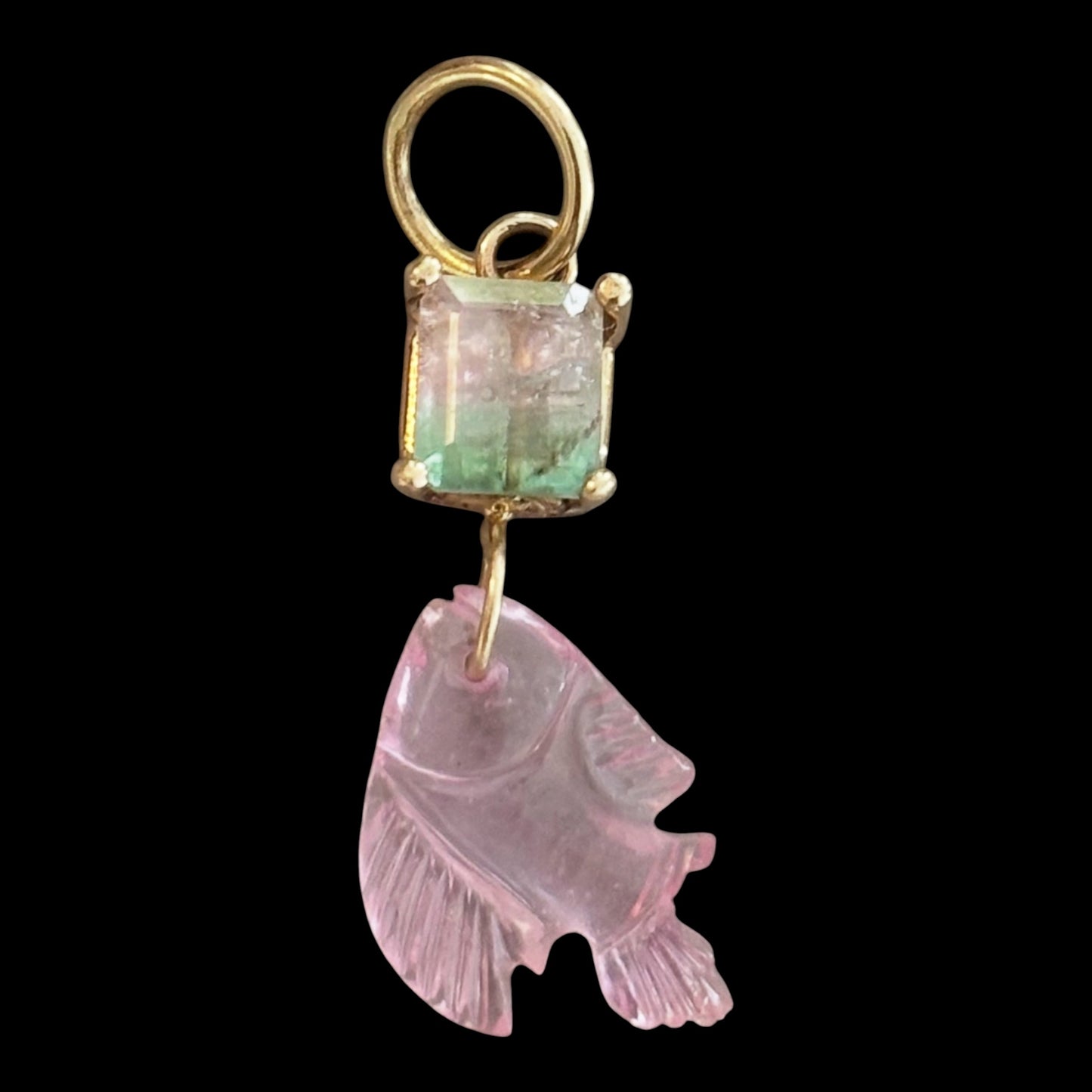 Watermelon Tourmaline Fish Pendant