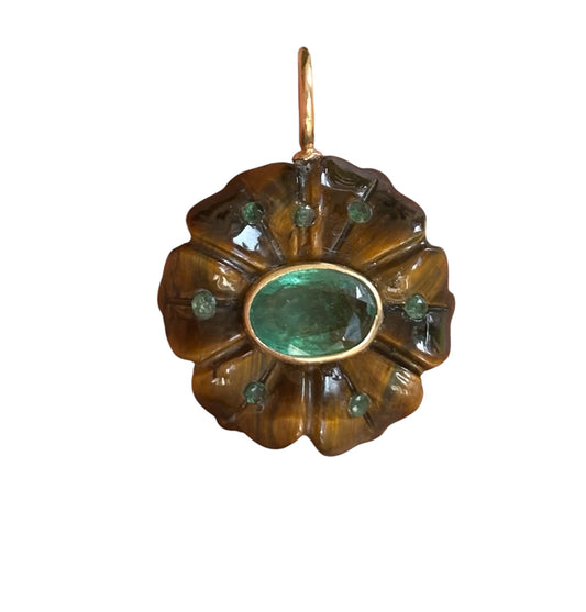 FLORA Pendant, Tiger’s Eye & Emerald