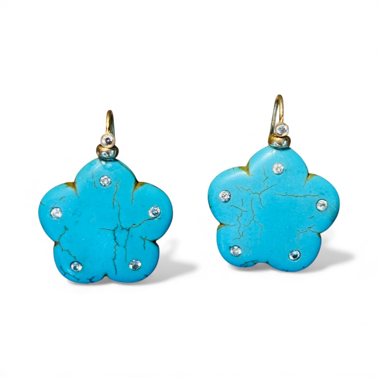 FLORA Earrings, Turquoise & Diamonds