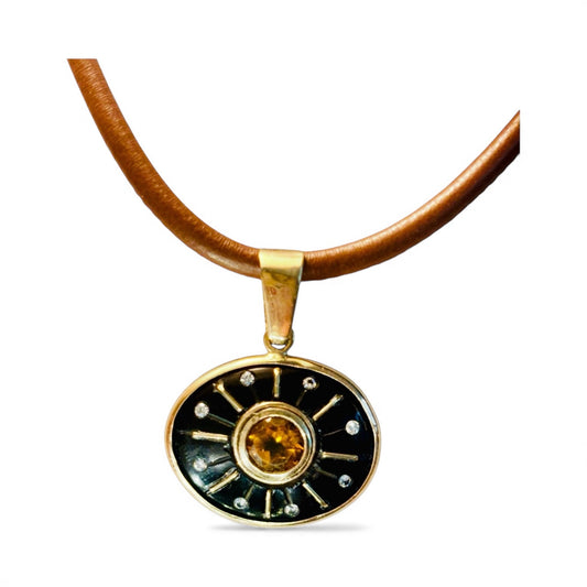 SOL Pendant, Black Onyx, Citrine & Diamonds