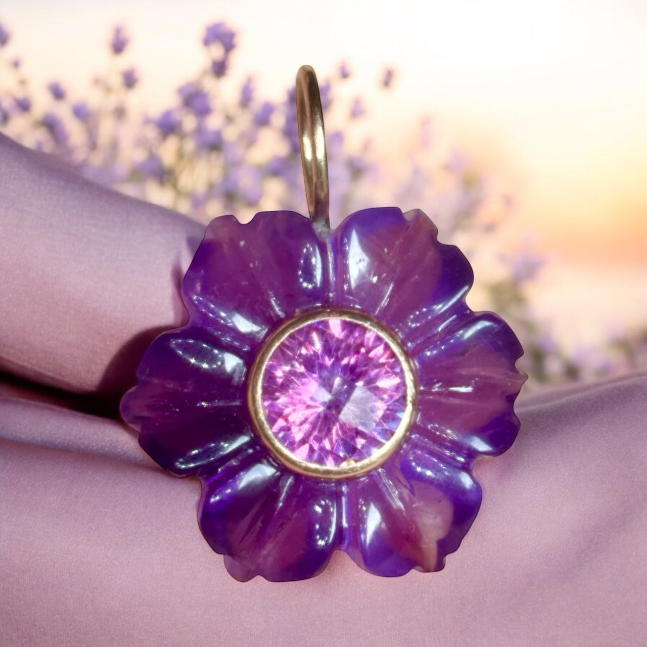 FLORA Pendant, Amethyst & Pink Topaz