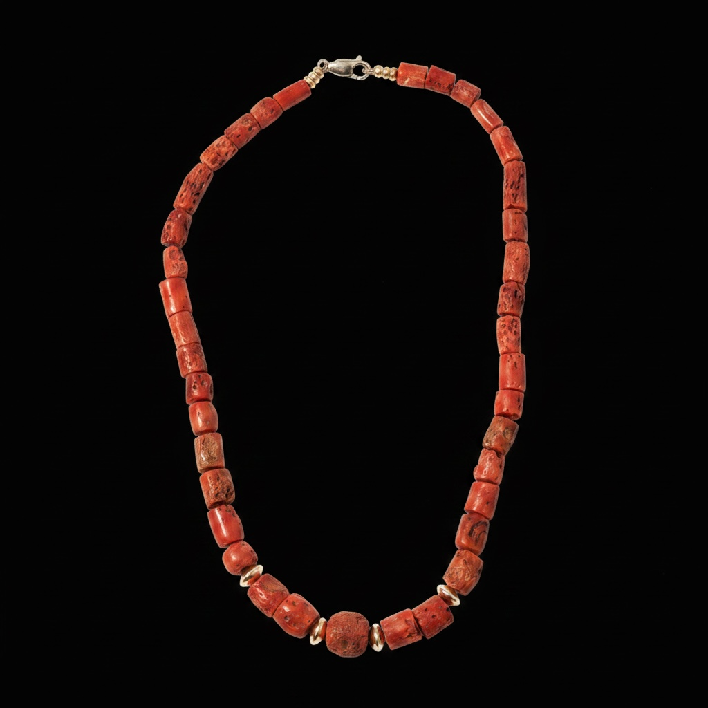 Coral and 14k Gold Necklace, 18”