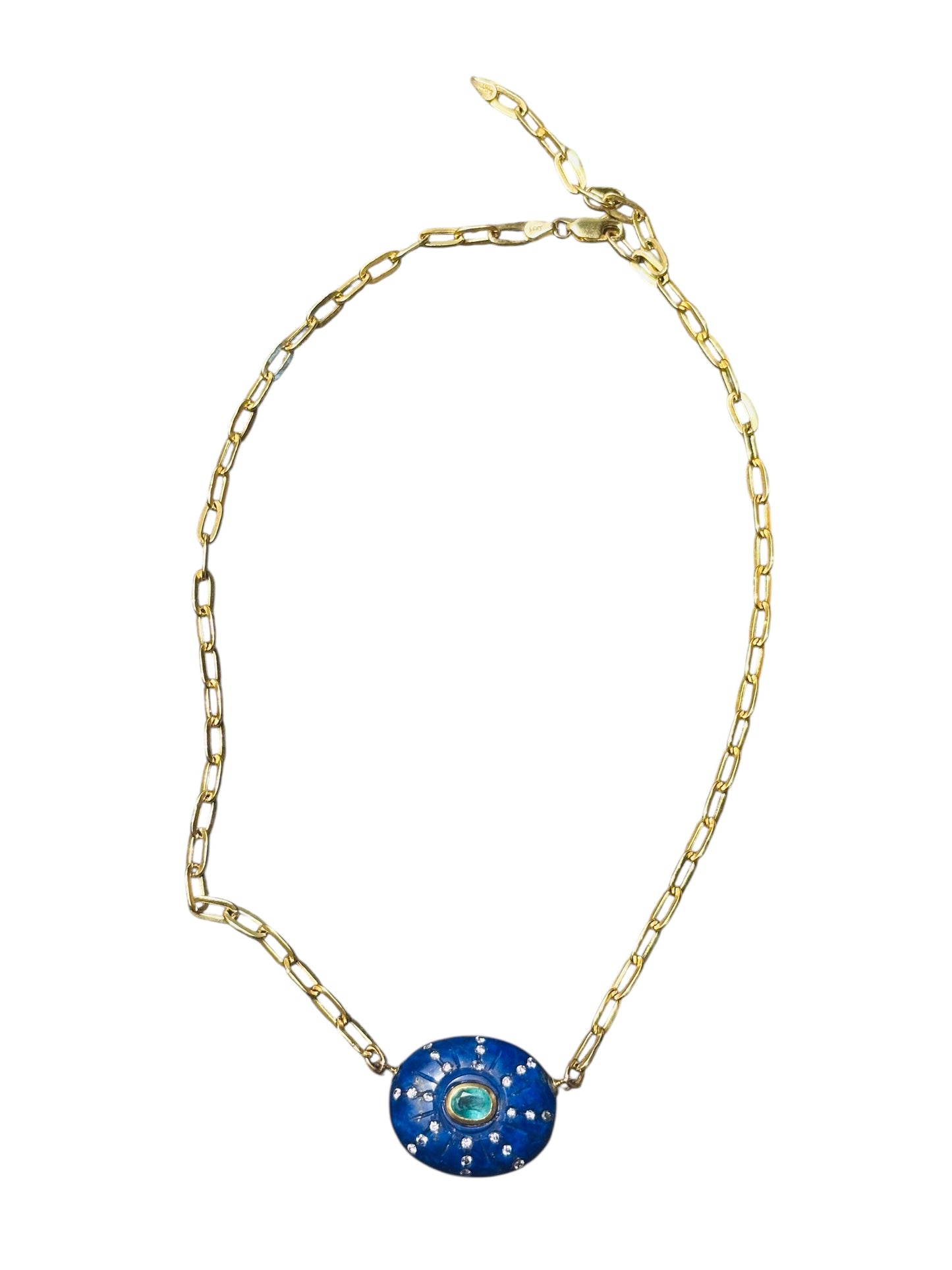 SOL Necklace : Lapis, Emerald & Diamonds