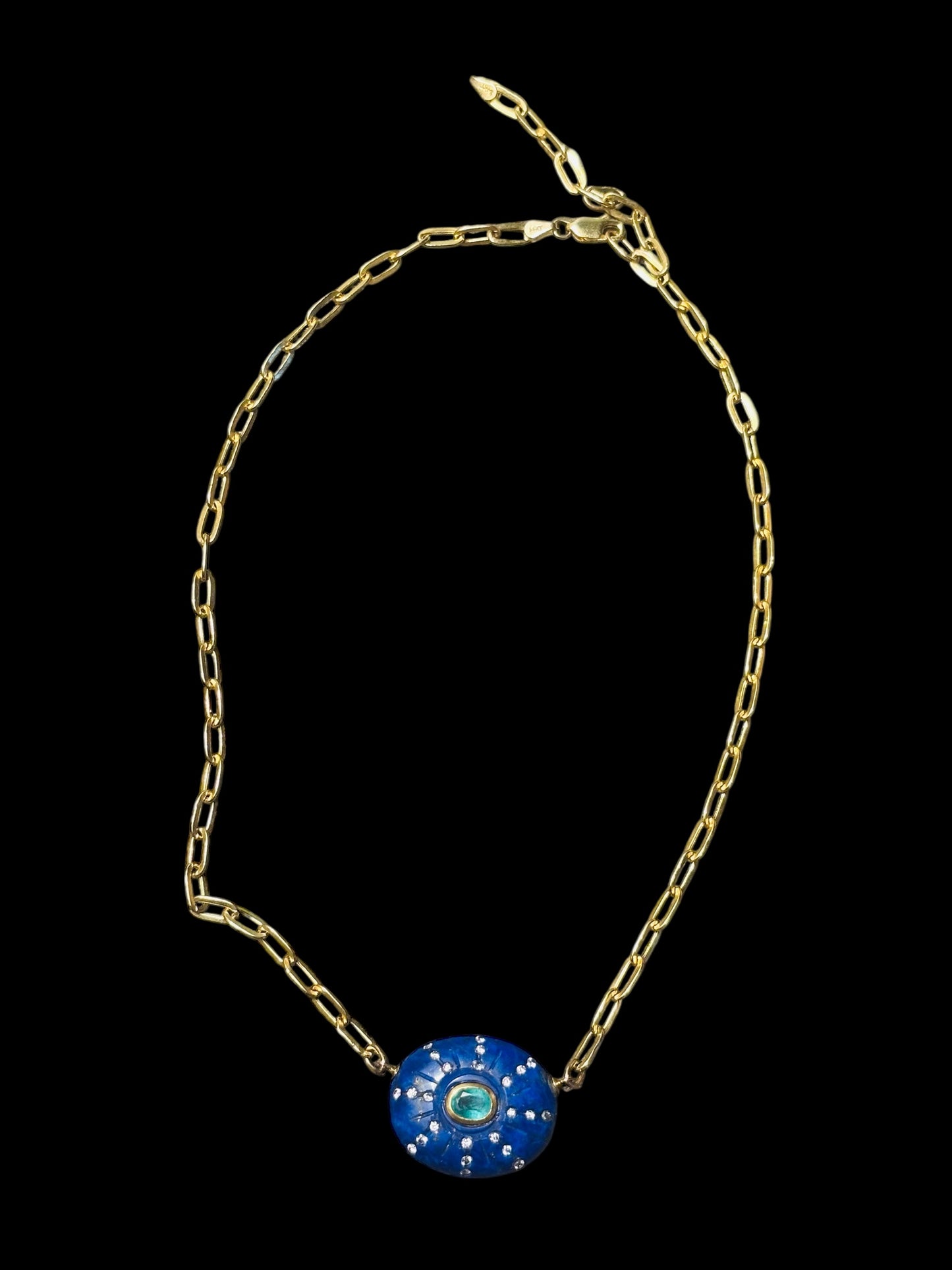 SOL Necklace : Lapis, Emerald & Diamonds