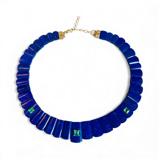 The CLEOPATRA, Lapis and Emerald Collar Necklace