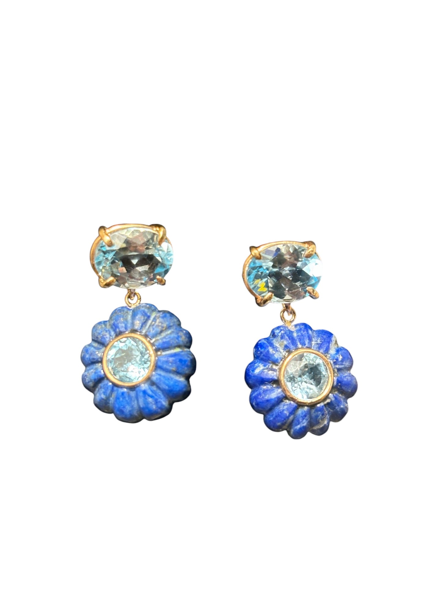 FLORA Earrings, lapis & blue topaz