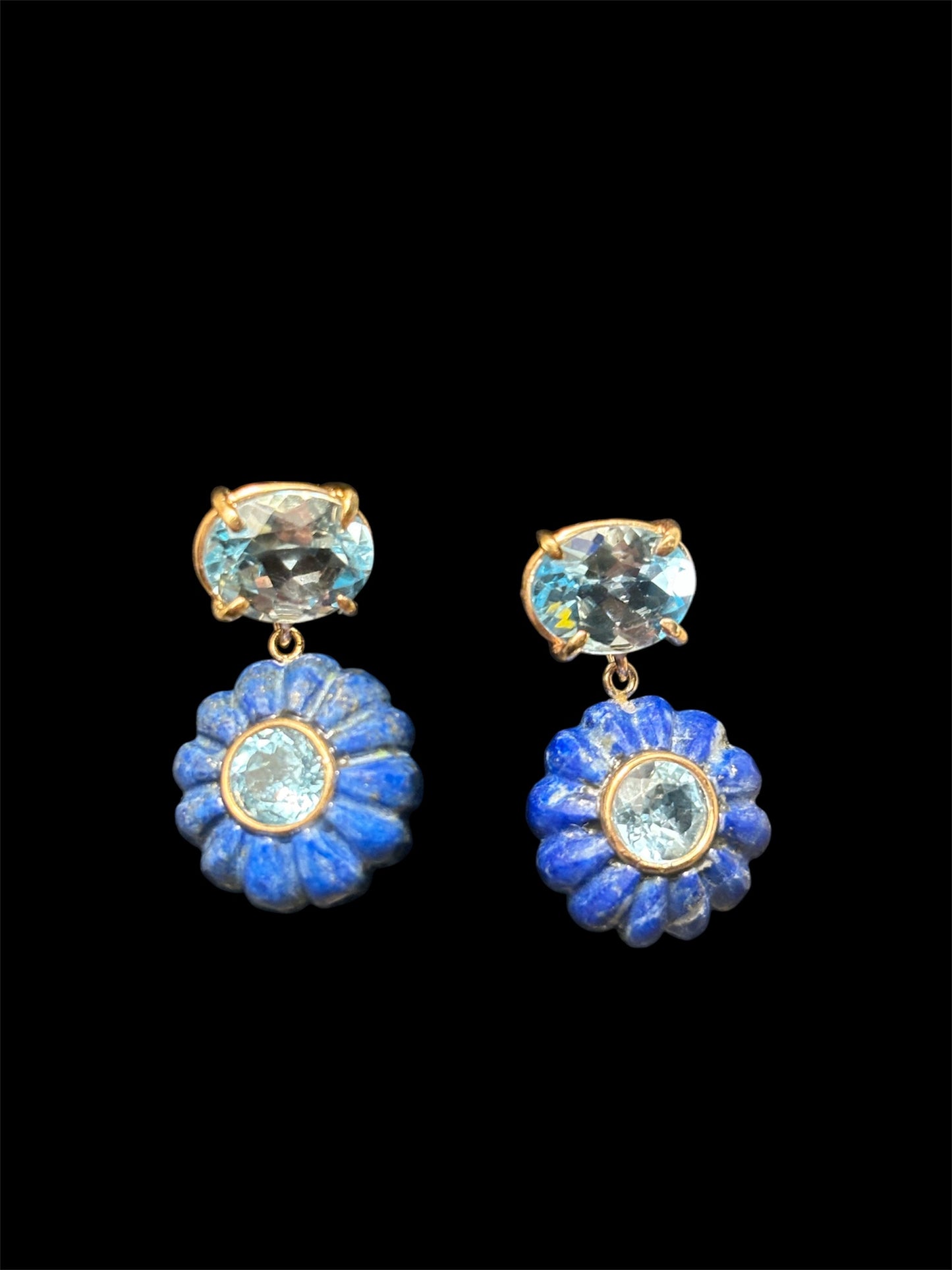 FLORA Earrings, lapis & blue topaz