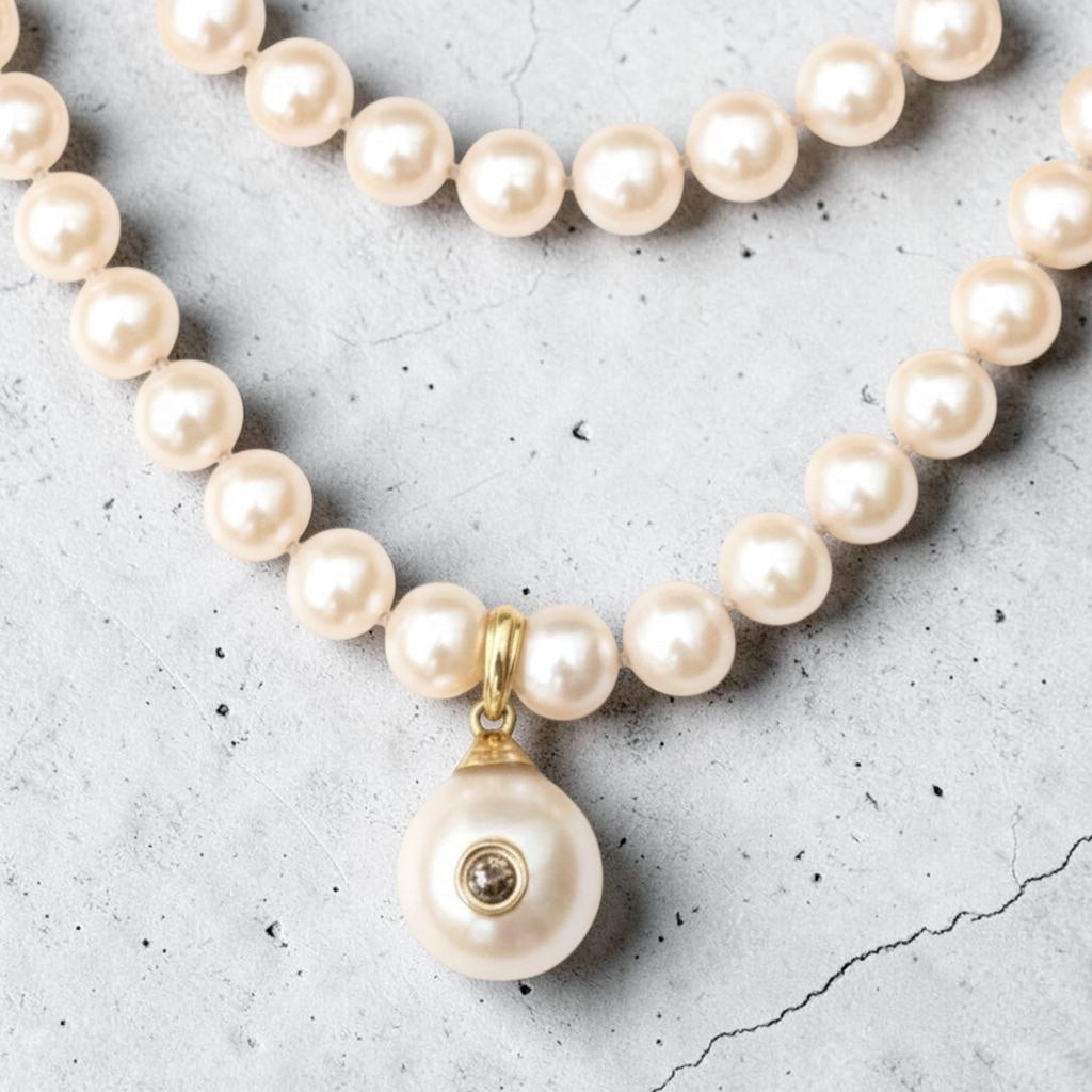 Pearl Necklace with 14k Gold Extender, wear 14-16”