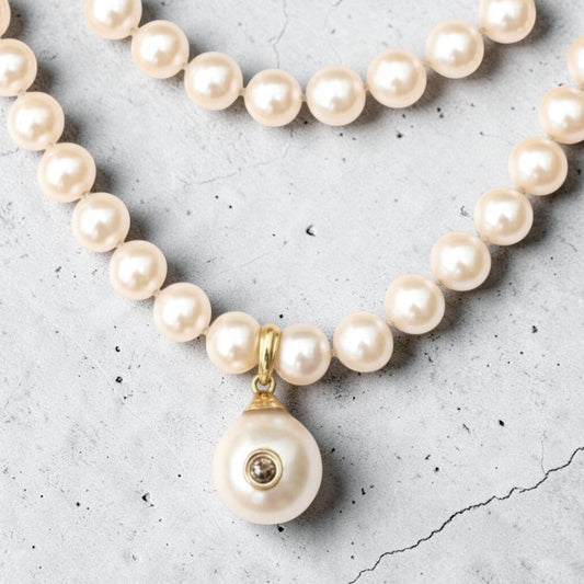 Pearl Necklace with 14k Gold Extender, wear 14-16”