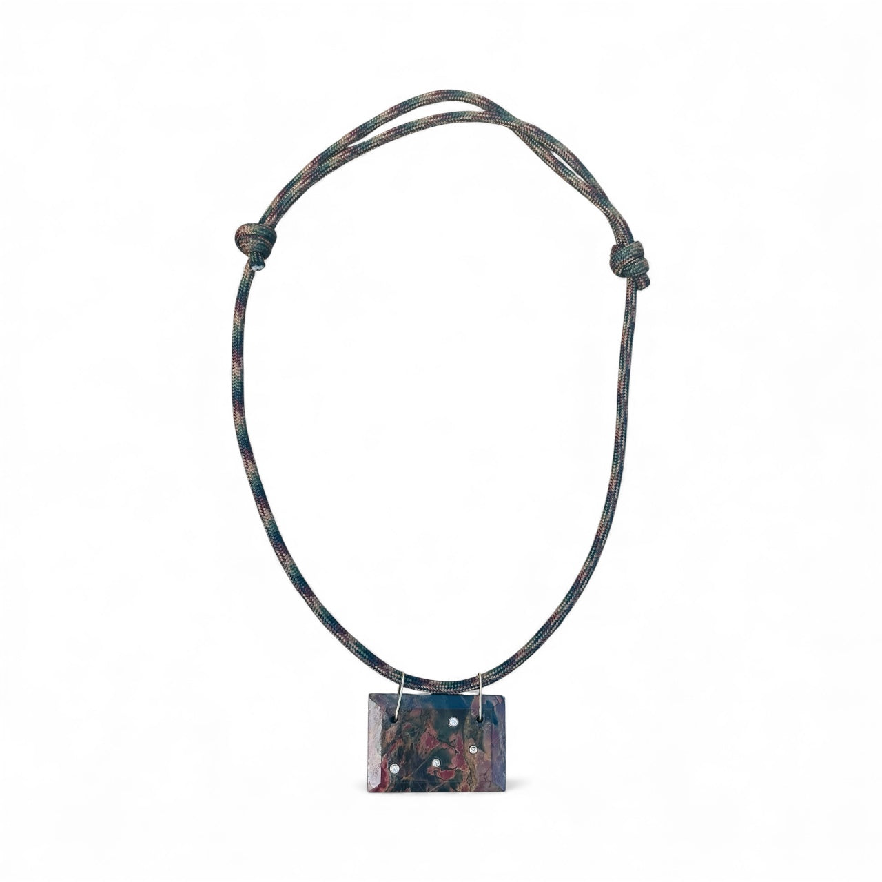 Red Creek Jasper & Diamond Paracord Necklace