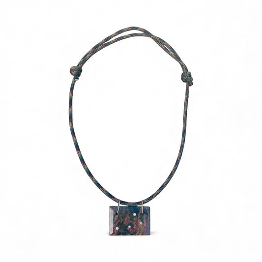Red Creek Jasper & Diamond Paracord Necklace