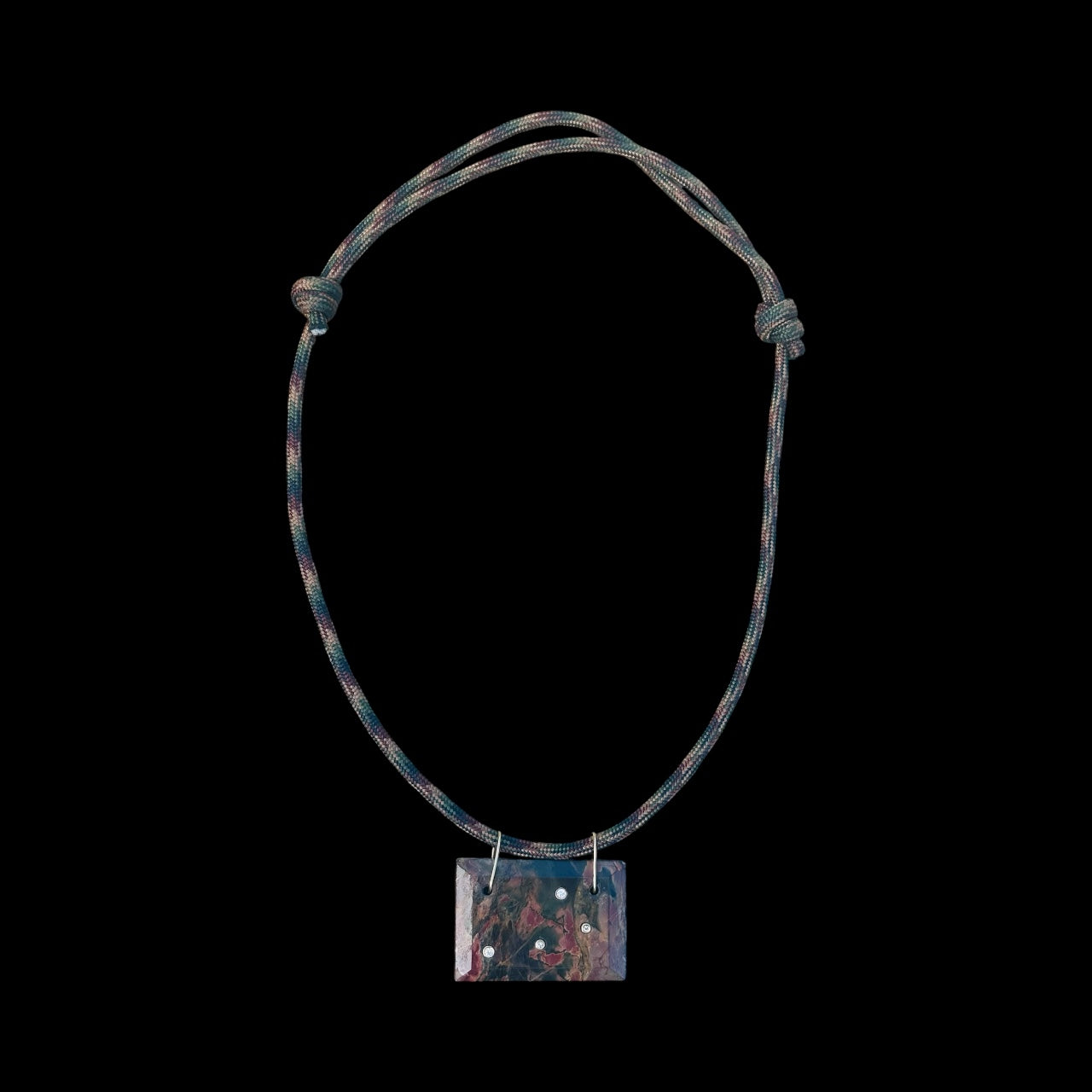 Red Creek Jasper & Diamond Paracord Necklace