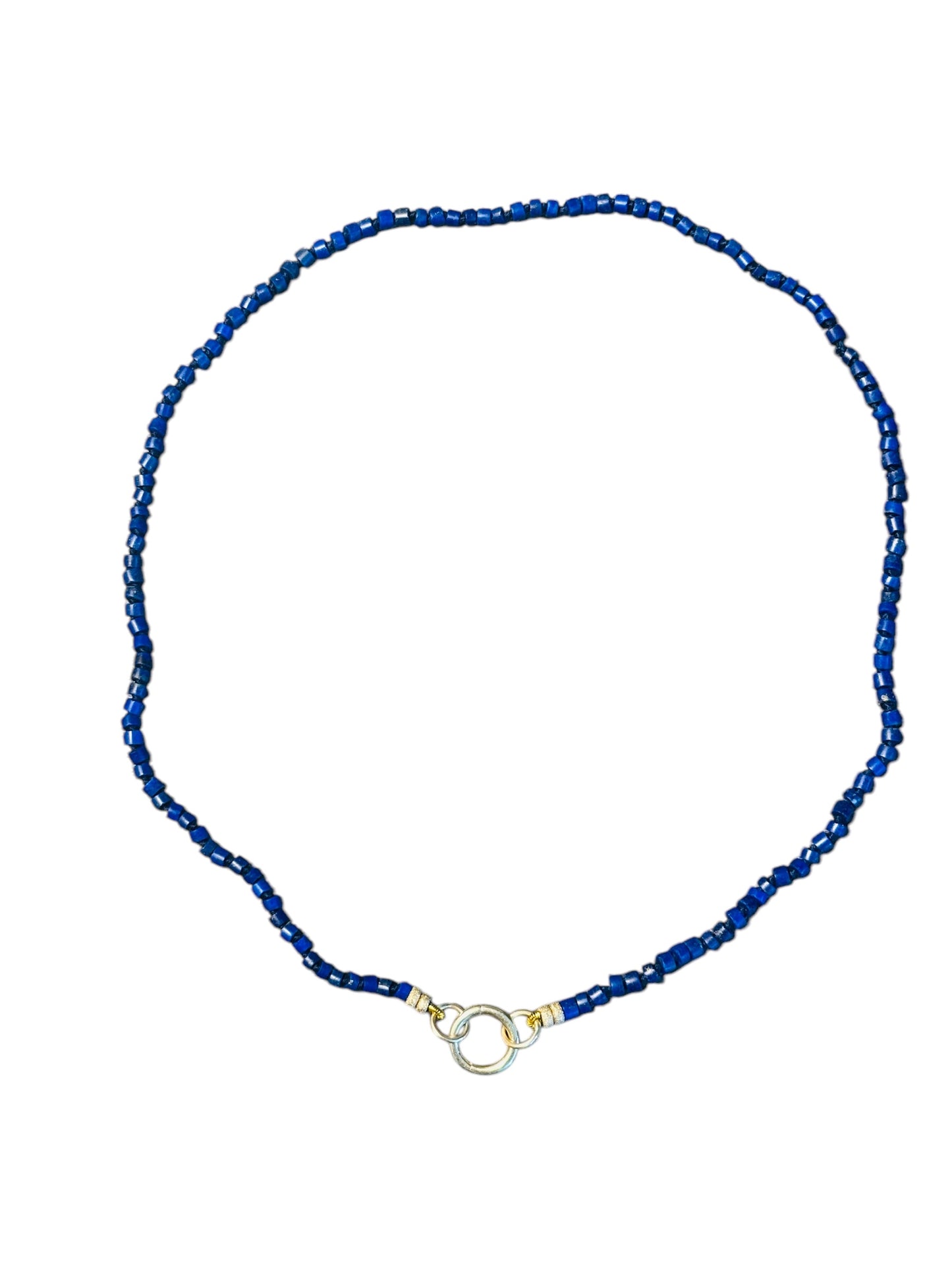 Lapis Necklace with 14k Gold Beads & Charm Enhancer