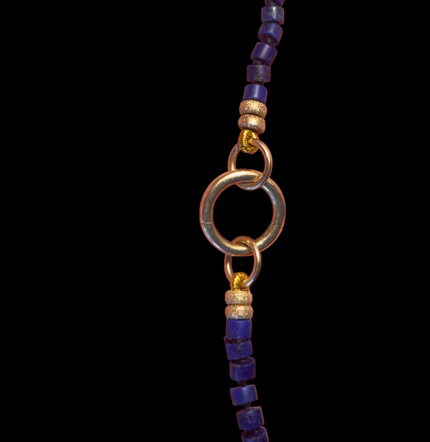 Lapis Necklace with 14k Gold Beads & Charm Enhancer