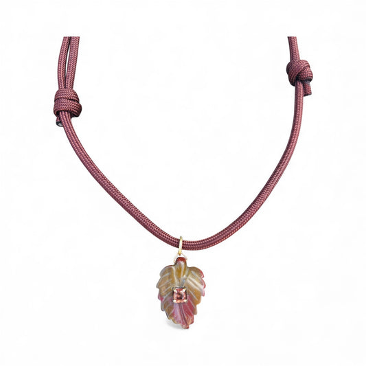 Indian Agate and Spinel Paracord Necklace