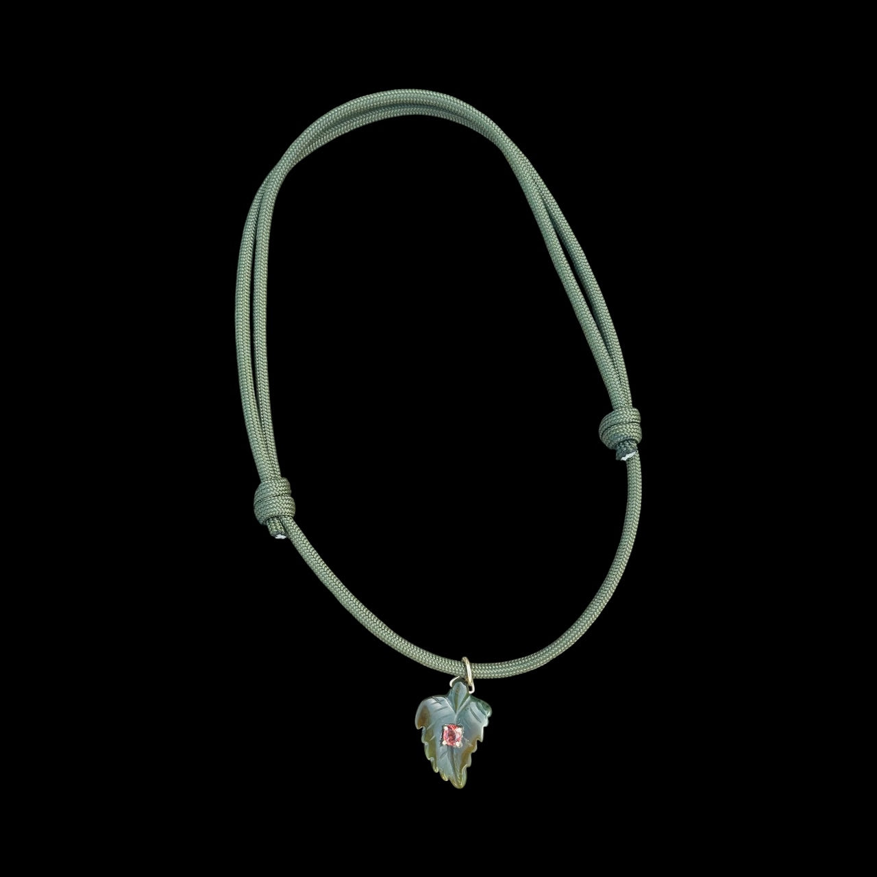 Indian Agate & Spinel Paracord Necklace