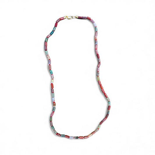 Indian Agate Tube Bead Necklace