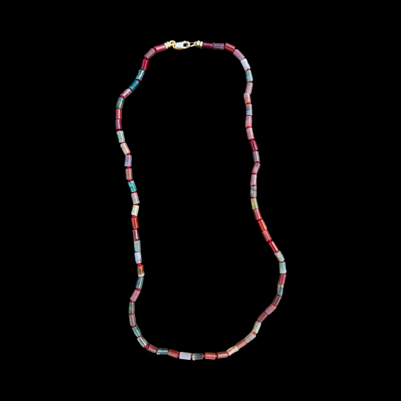 Indian Agate Tube Bead Necklace