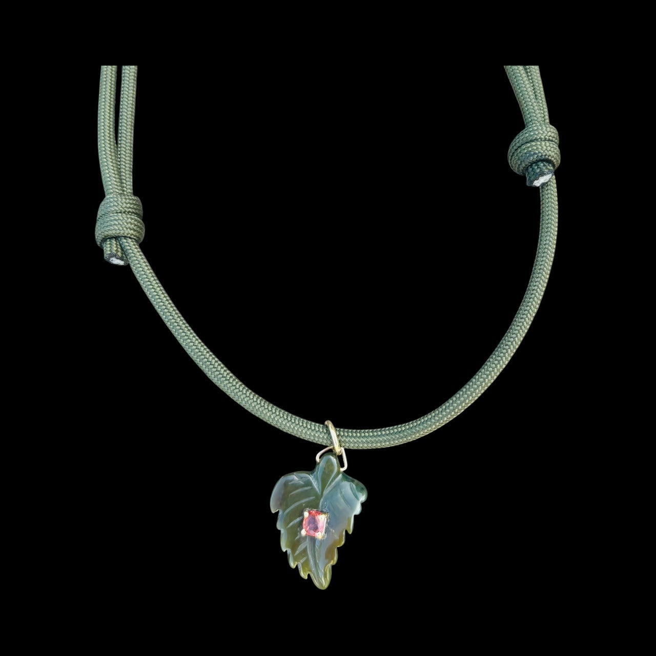 Indian Agate & Spinel Paracord Necklace