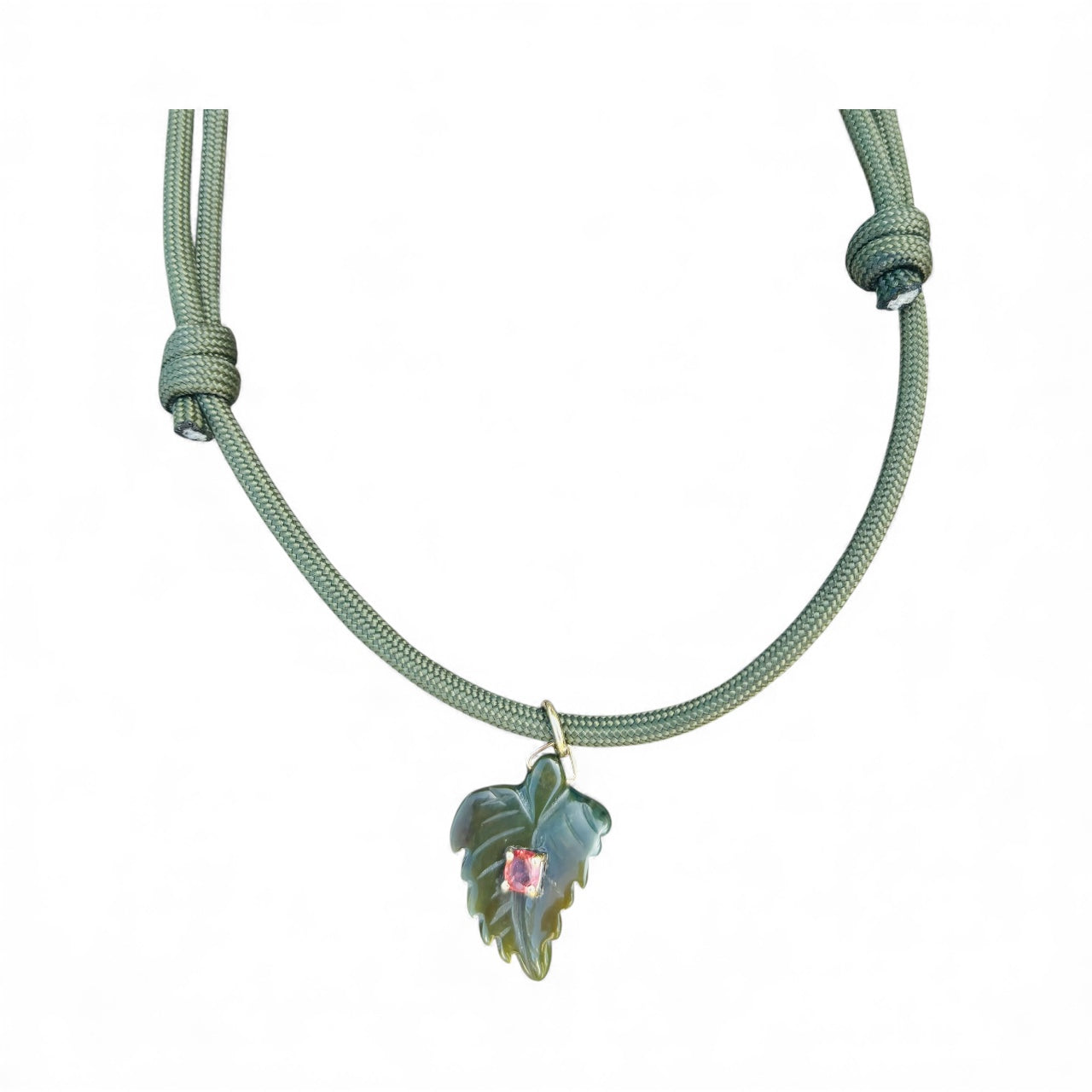 Indian Agate & Spinel Paracord Necklace