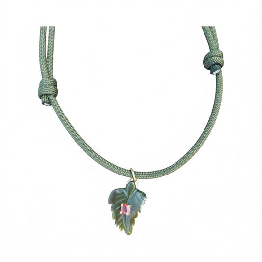 Indian Agate & Spinel Paracord Necklace