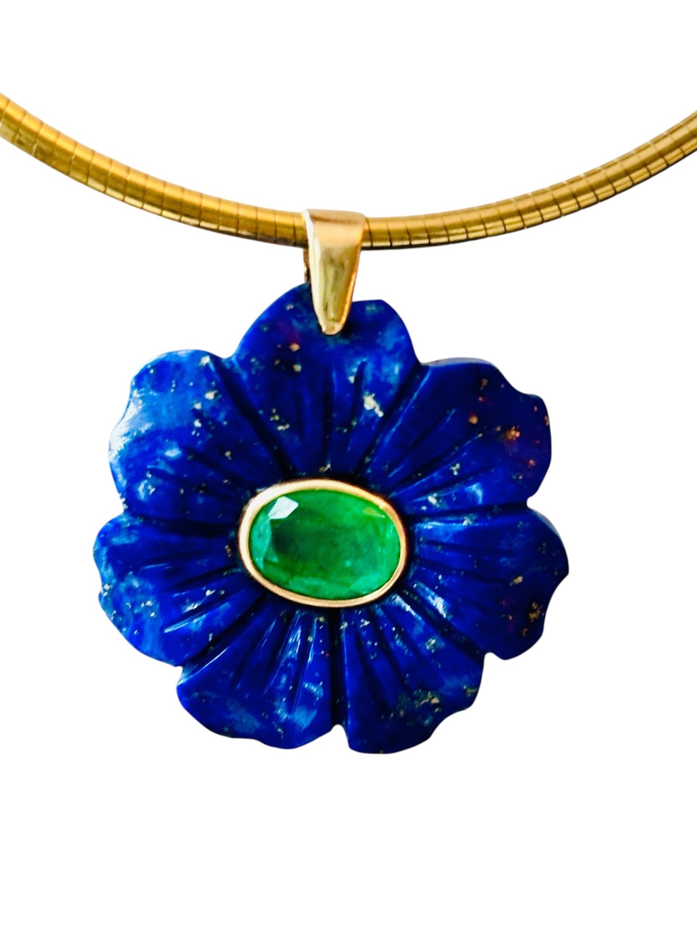 FLORA Pendant, Lapis with Emerald