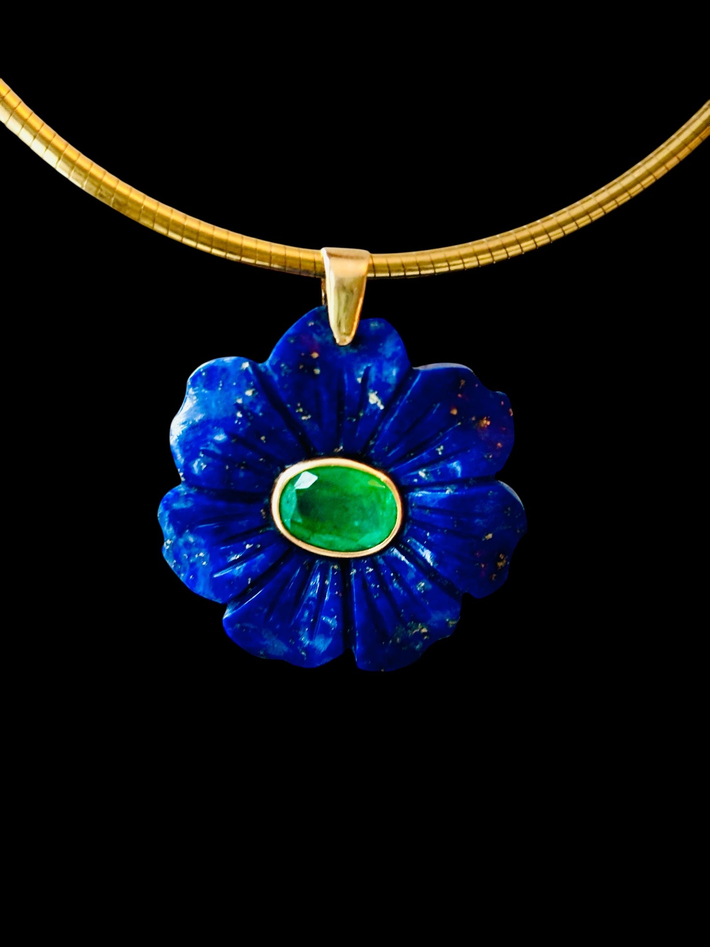 FLORA Pendant, Lapis with Emerald