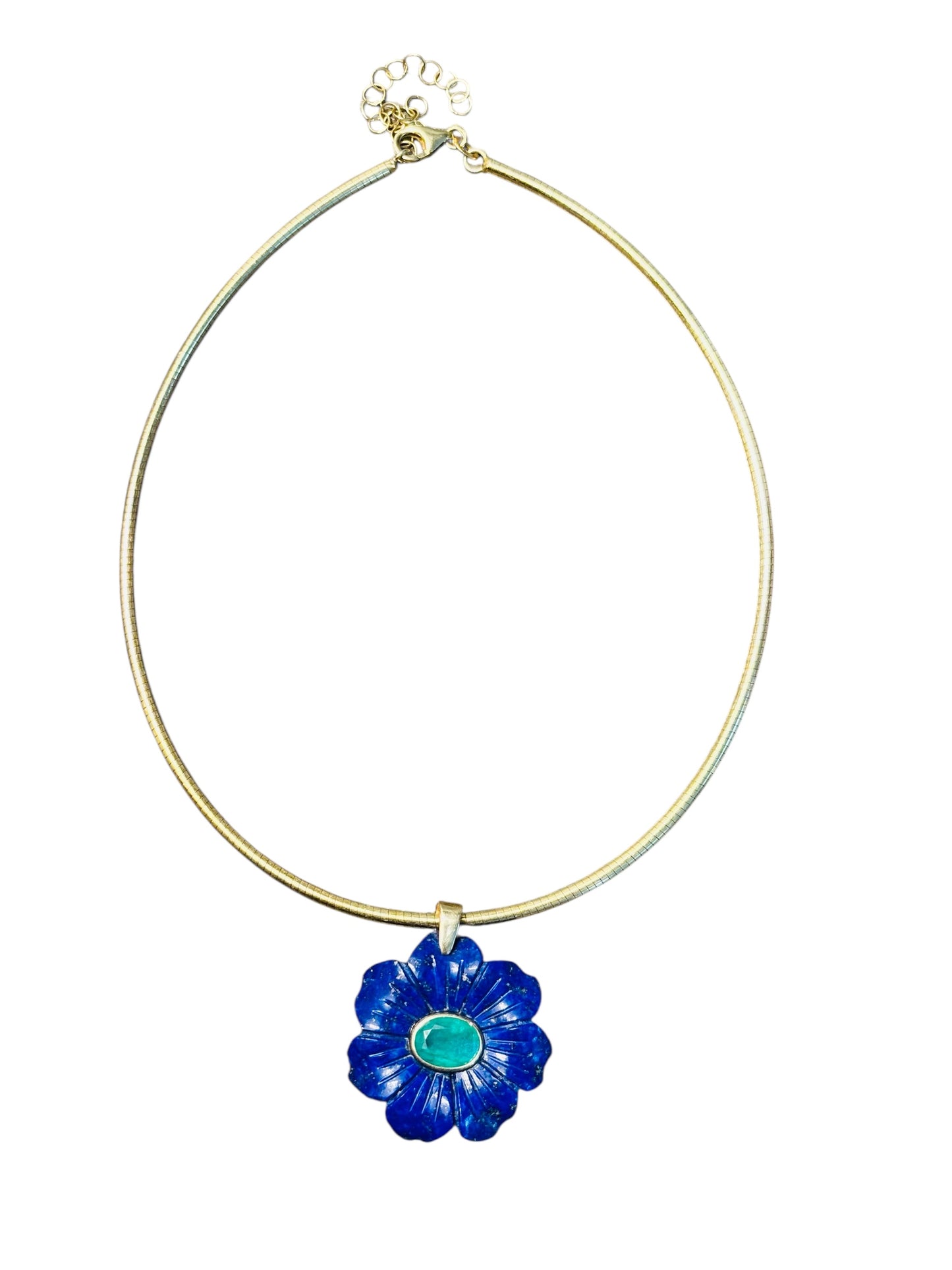 FLORA Pendant, Lapis with Emerald